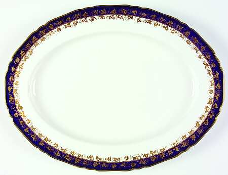 Arundel Blue (Scalloped) 15" Oval Serving Platter
