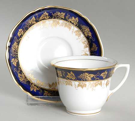Arundel Blue (Scalloped) Footed Demitasse Cup & Saucer Set
