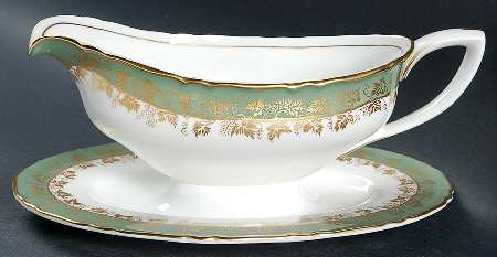 Arundel Green Gravy Boat with Attached Underplate