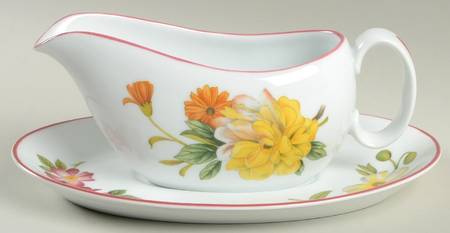 Ashford (Red Trim) Gravy Boat & Underplate
