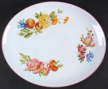 Ashford (Red Trim) 15" Oval Serving Platter