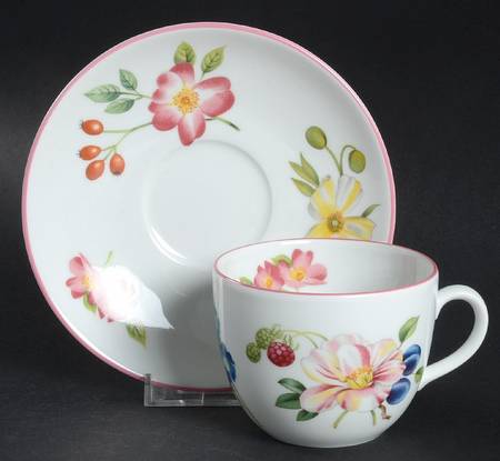 Ashford (Red Trim) Flat Cup & Saucer Set