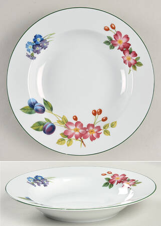 Ashford (Green Trim) Large Rim Soup Bowl