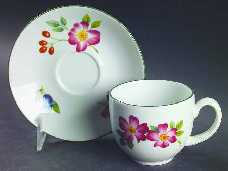 Ashford (Green Trim) Flat Cup & Saucer Set
