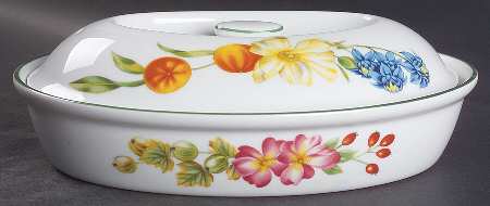 Ashford (Green Trim) Large Oval Entree Dish & Lid