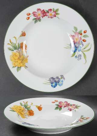 Ashford (Green Trim) Large Rim Soup Bowl