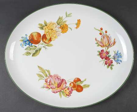Ashford (Green Trim) 15" Oval Serving Platter