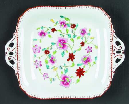 Astley (Bone) Square Handled Cake Plate
