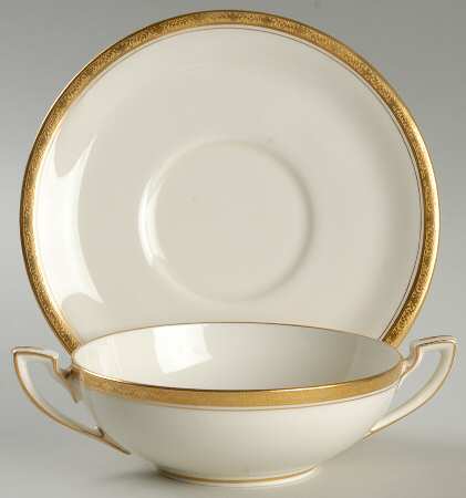 Athena Footed Cream Soup Bowl & Saucer Set