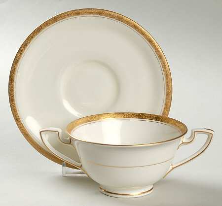 Athena Footed Bouillon Cup & Saucer