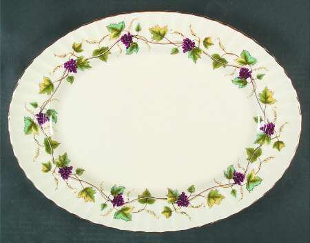 Bacchanal (Cream Background) 15" Oval Serving Platter