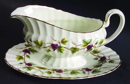Bacchanal (Cream Background) Gravy Boat with Attached Underplate