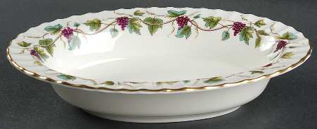 Bacchanal (Cream Background) 10" Oval Vegetable Bowl
