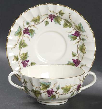 Bacchanal (Cream Background) Flat Cream Soup Bowl & Saucer Set