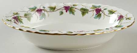 Bacchanal (Cream Background) 9" Oval Vegetable Bowl