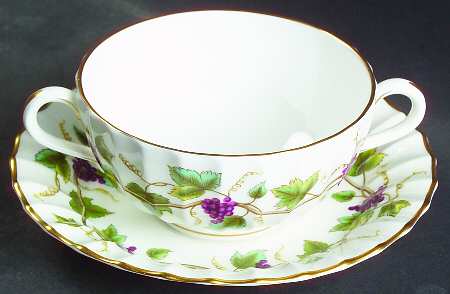 Bacchanal (White Background) Flat Cream Soup Bowl & Saucer Set