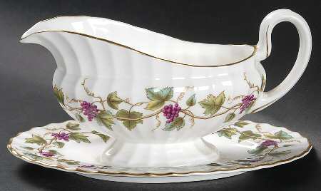 Bacchanal (White Background) Gravy Boat with Attached Underplate