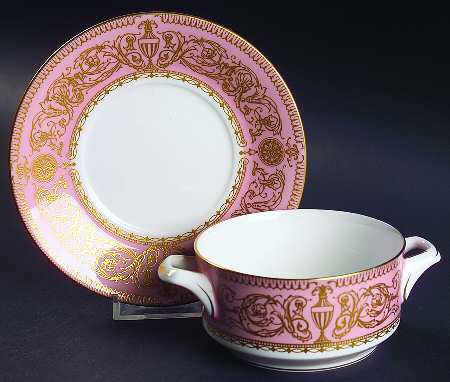 Balmoral Pink Flat Cream Soup Bowl & Saucer Set