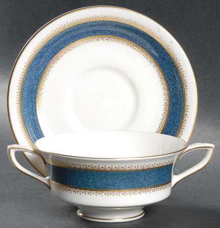 Belvoir Blue Footed Cream Soup Bowl & Saucer Set