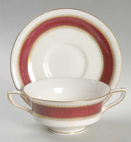 Belvoir Red Footed Cream Soup Bowl & Saucer Set