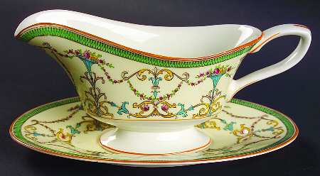 Bessborough Green Gravy Boat & Underplate