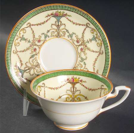 Bessborough Green Footed Cup & Saucer Set