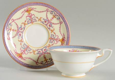 Bessborough Blue (Z715-3 Lt Blue Band, Floral) Footed Cup & Saucer Set