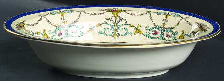Bessborough Blue (Z809-2 Dark Blue Band, Floral) 10" Oval Vegetable Bowl