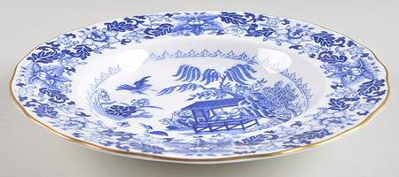 Blue Broseley Large Rim Soup Bowl