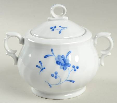 Blue Bow Sugar Bowl & Lid
