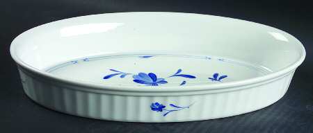 Blue Bow 10" Oval Baker