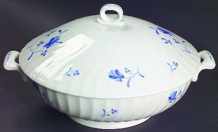 Blue Bow Round Covered Vegetable