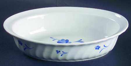 Blue Bow 10" Oval Vegetable Bowl