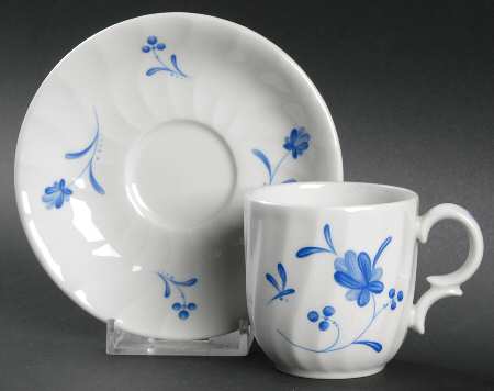 Blue Bow Flat Demitasse Cup & Saucer Set