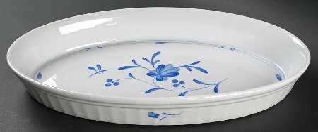 Blue Bow 14" Oval Baker