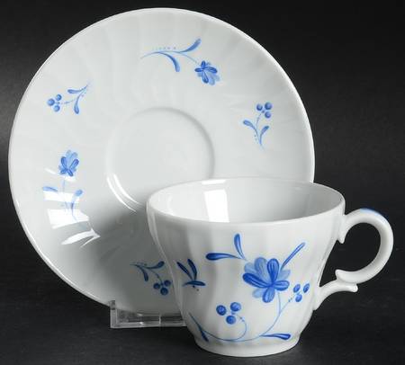 Blue Bow Flat Cup & Saucer Set