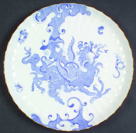 Blue Dragon (Warmstry, Fluted) Cake Plate