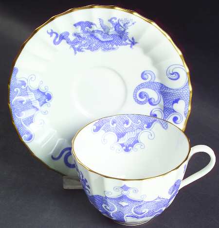 Blue Dragon (Warmstry, Fluted) Flat Cup & Saucer Set