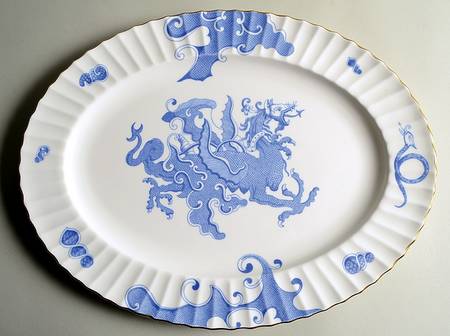 Blue Dragon (Warmstry, Fluted) 17" Oval Serving Platter