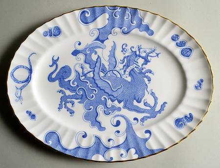 Blue Dragon (Warmstry, Fluted) 13" Oval Serving Platter