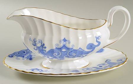 Blue Dragon (Warmstry, Fluted) Gravy Boat & Underplate