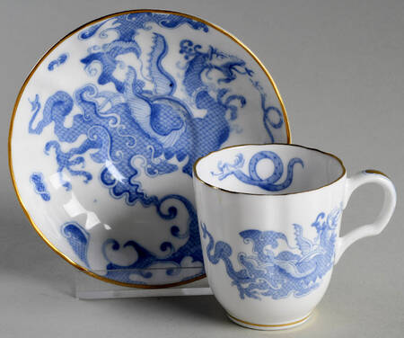 Blue Dragon (Coburg, Semiscalloped) Flat Demitasse Cup & Saucer Set