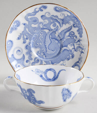 Blue Dragon (Coburg, Semiscalloped) Flat Cream Soup Bowl & Saucer Set