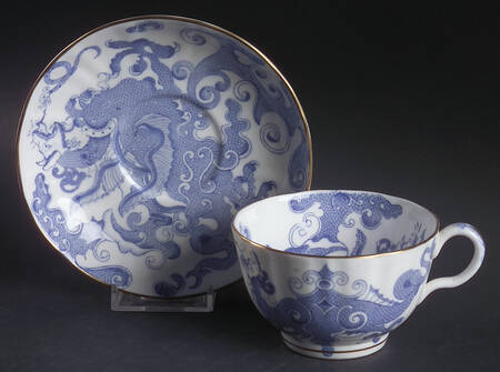 Blue Dragon (Coburg, Semiscalloped) Flat Cup & Saucer Set
