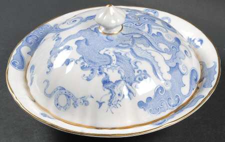 Blue Dragon (Coburg, Semiscalloped) Muffin Dish & Lid