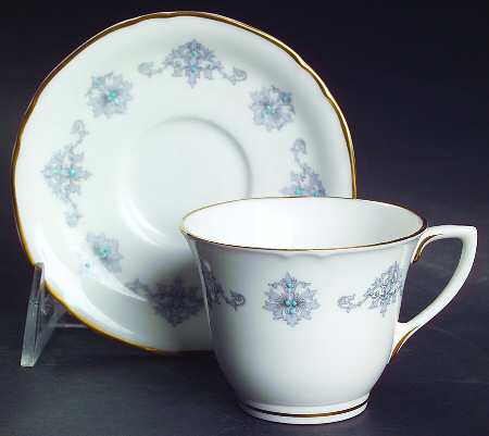 Blue Medallion Footed Demitasse Cup & Saucer Set