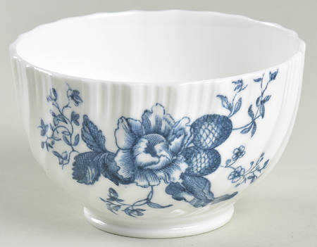 Blue Sprays (White) Open Sugar Bowl