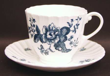 Blue Sprays (White) Footed Cup & Saucer Set
