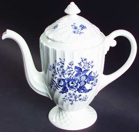 Blue Sprays (White) Coffee Pot & Lid