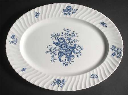 Blue Sprays (White) 13" Oval Serving Platter
